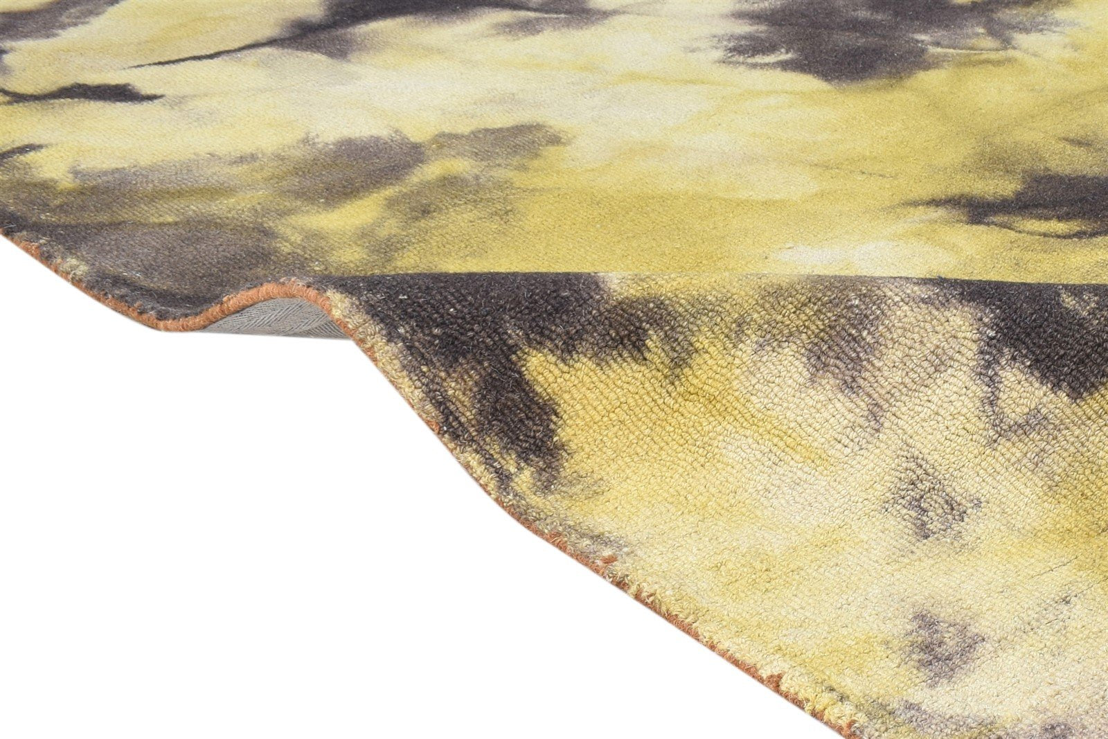 Hand Tufted Gold Wool Rug 5' X 8' Modern Shibori Tie Dye Room Size Carpet 7865198772373