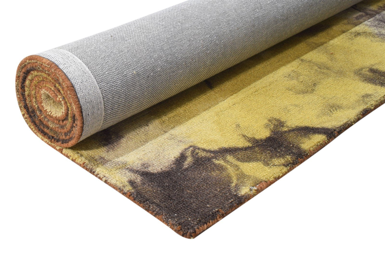 Hand Tufted Gold Wool Rug 5' X 8' Modern Shibori Tie Dye Room Size Carpet 7865198772373