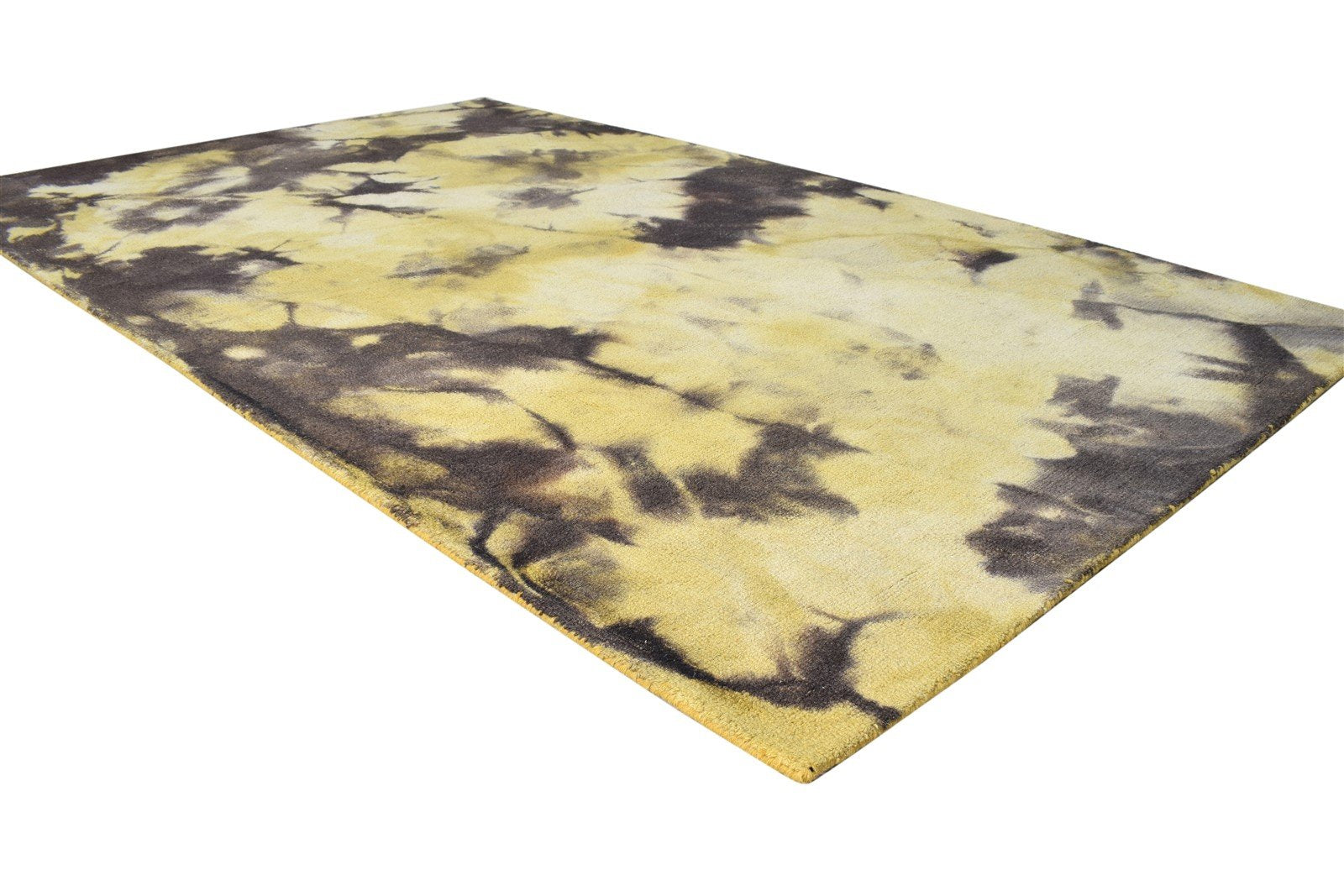 Hand Tufted Gold Wool Rug 5' X 8' Modern Shibori Tie Dye Room Size Carpet 7865200148629