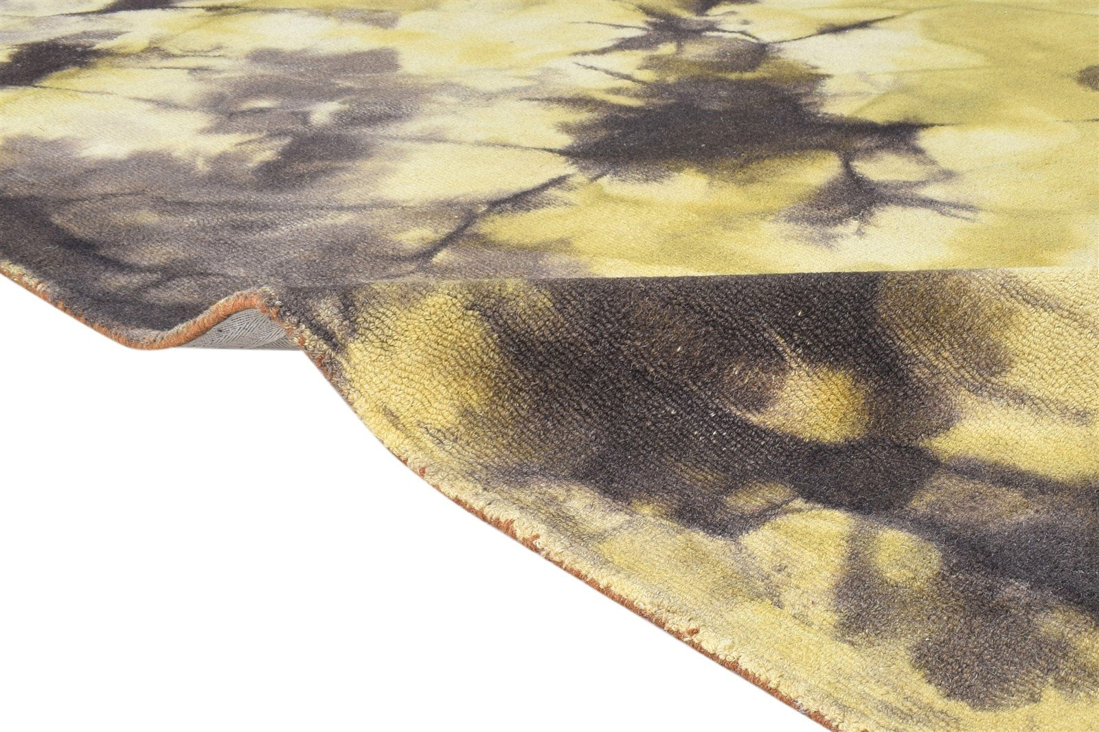 Hand Tufted Gold Wool Rug 5' X 8' Modern Shibori Tie Dye Room Size Carpet 7865200935061
