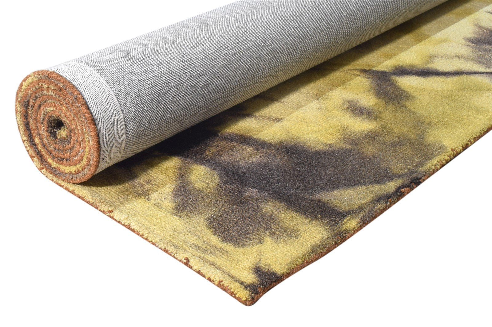 Hand Tufted Gold Wool Rug 5' X 8' Modern Shibori Tie Dye Room Size Carpet 7865200935061