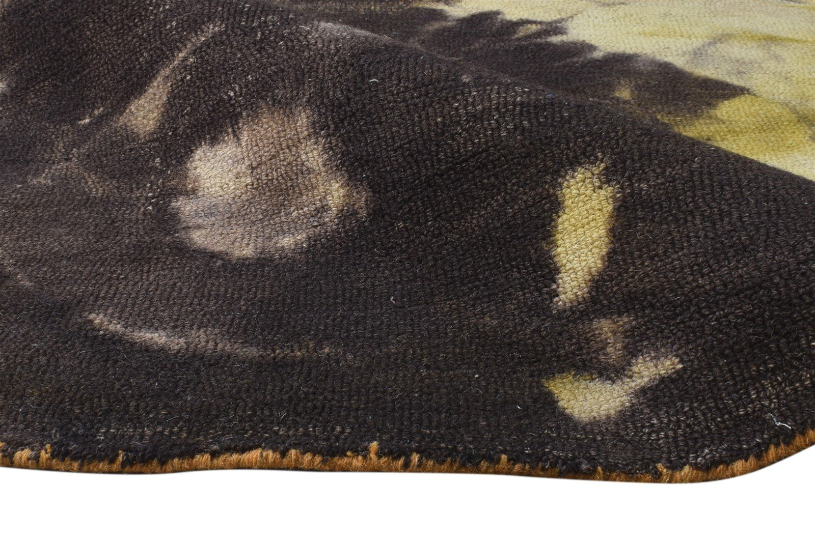 Hand Tufted Gold Wool Rug 5' X 8' Modern Shibori Tie Dye Room Size Carpet 7865201787029