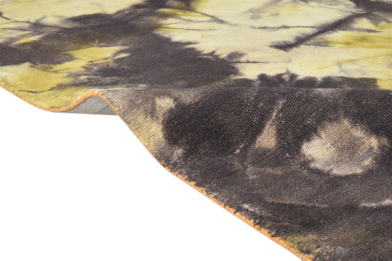Hand Tufted Gold Wool Rug 5' X 8' Modern Shibori Tie Dye Room Size Carpet 7865201787029