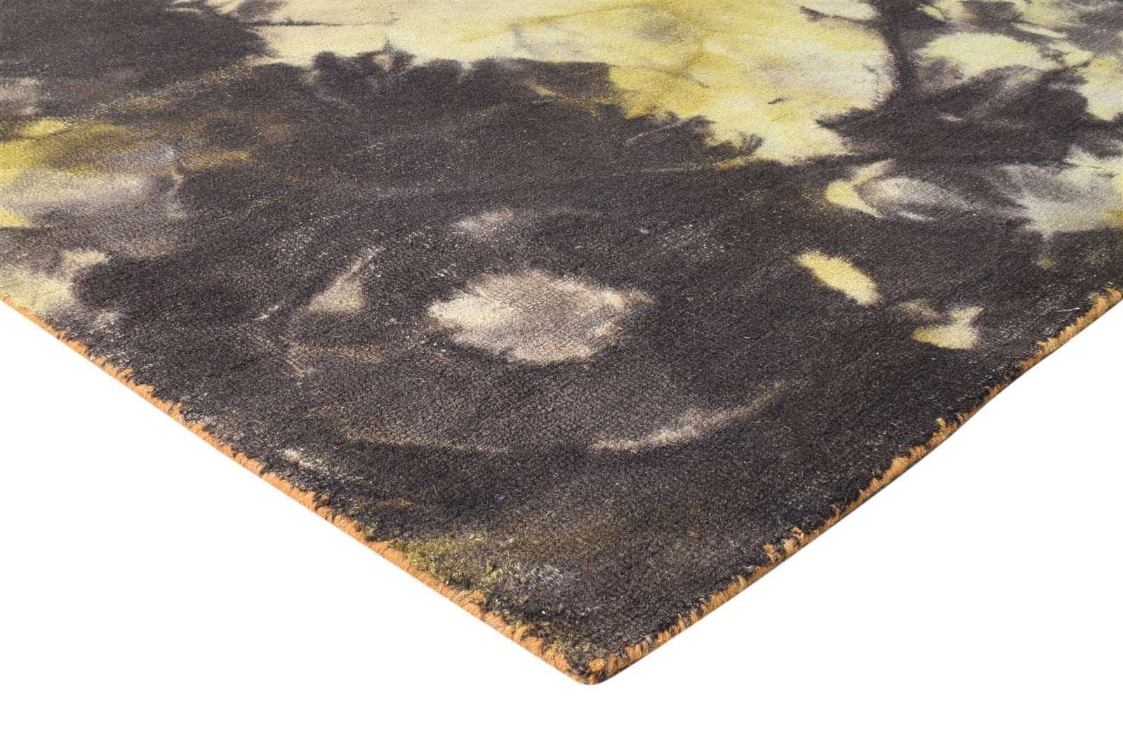 Hand Tufted Gold Wool Rug 5' X 8' Modern Shibori Tie Dye Room Size Carpet 7865201787029