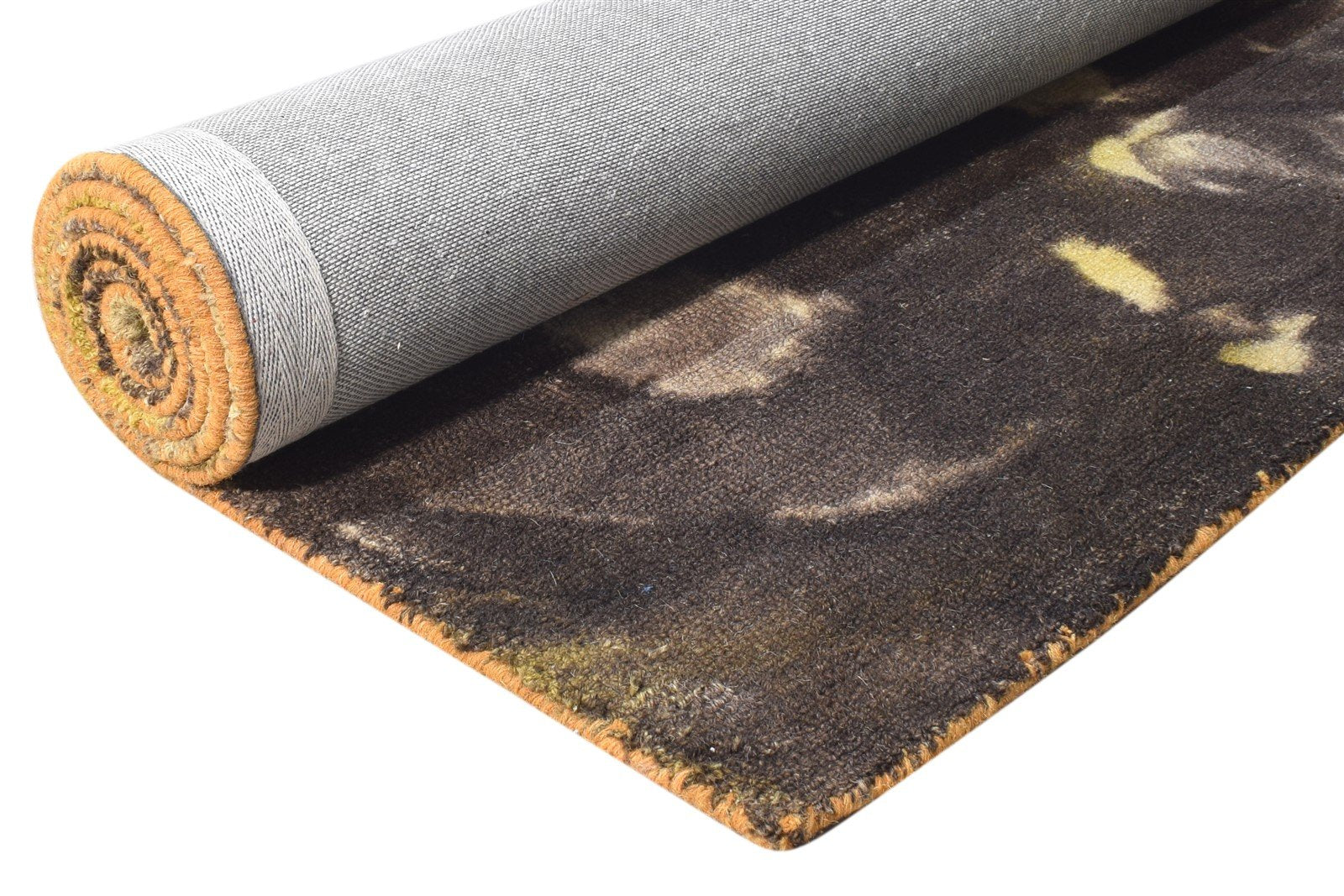 Hand Tufted Gold Wool Rug 5' X 8' Modern Shibori Tie Dye Room Size Carpet 7865201787029