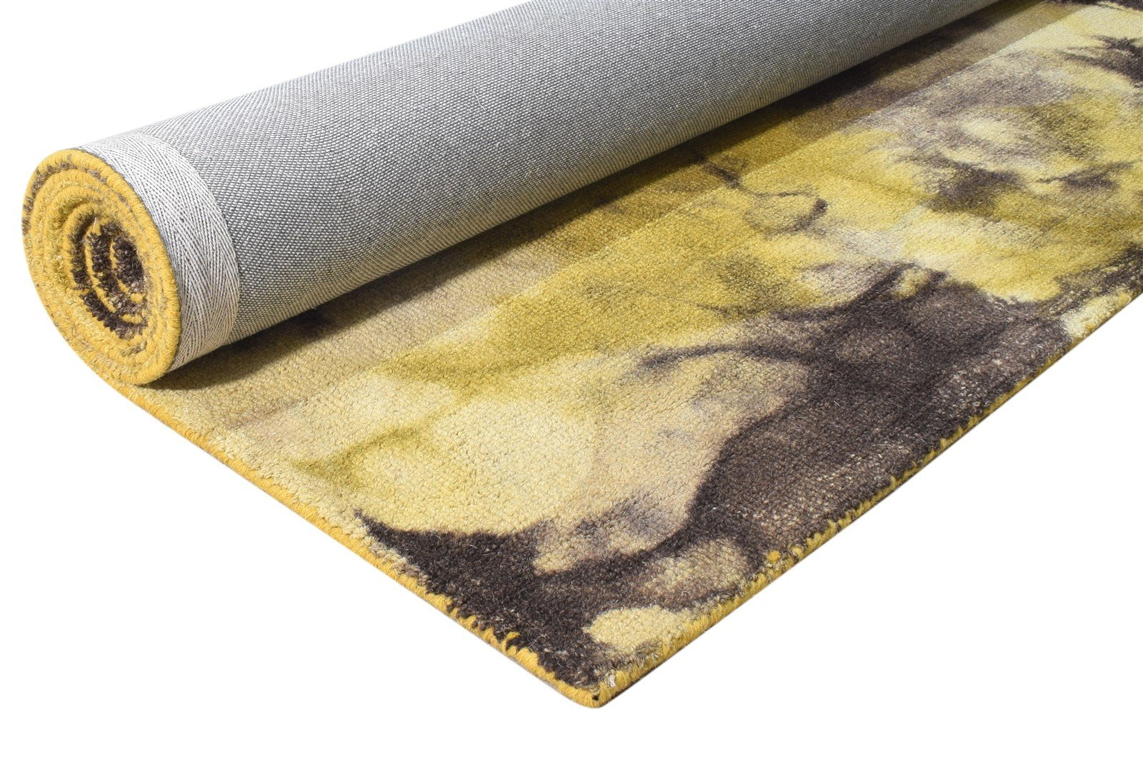 Hand Tufted Gold Wool Rug 5' X 8' Modern Shibori Tie Dye Room Size Carpet 7865202966677