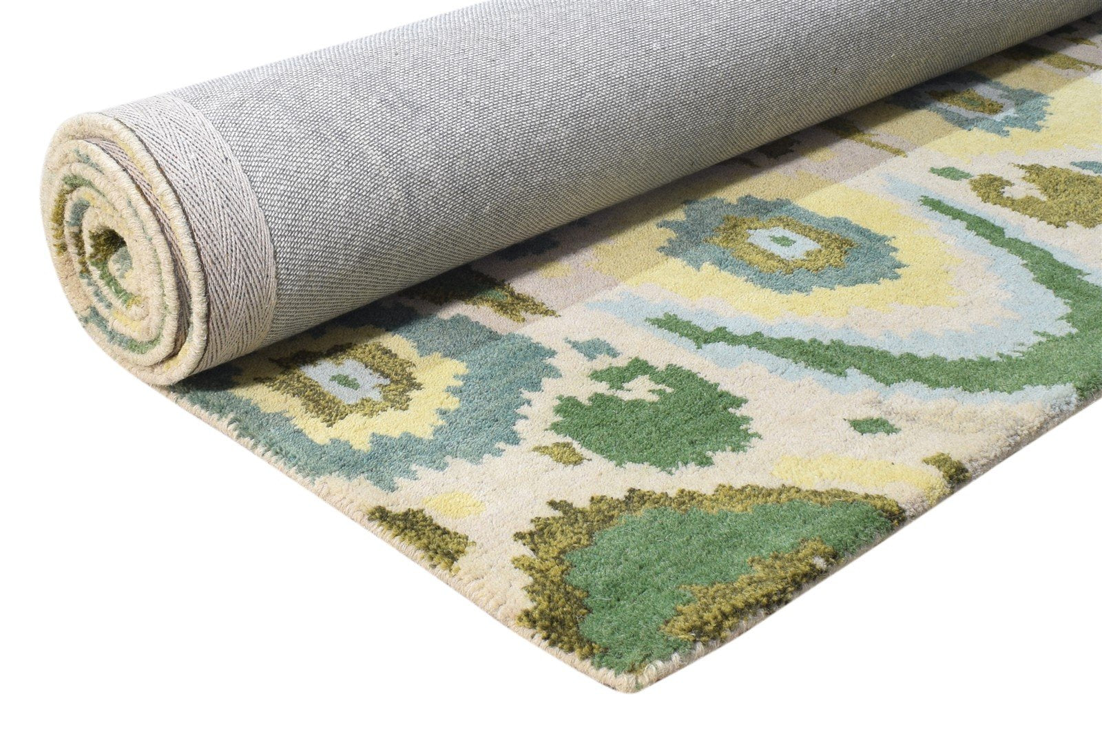 Hand Tufted Green Wool Rug 5' X 8' Modern European Ikat Room Size Carpet 7865176162453