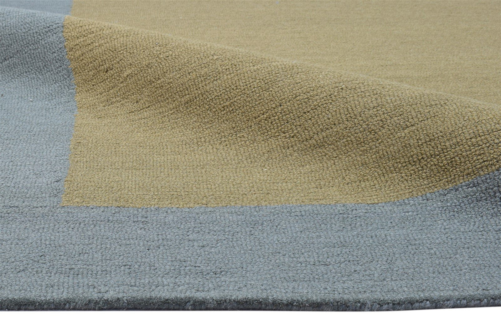 Hand Tufted Green Wool Rug 5' X 8' Modern Scandinavian Bordered Room Size Carpet 7864095768725