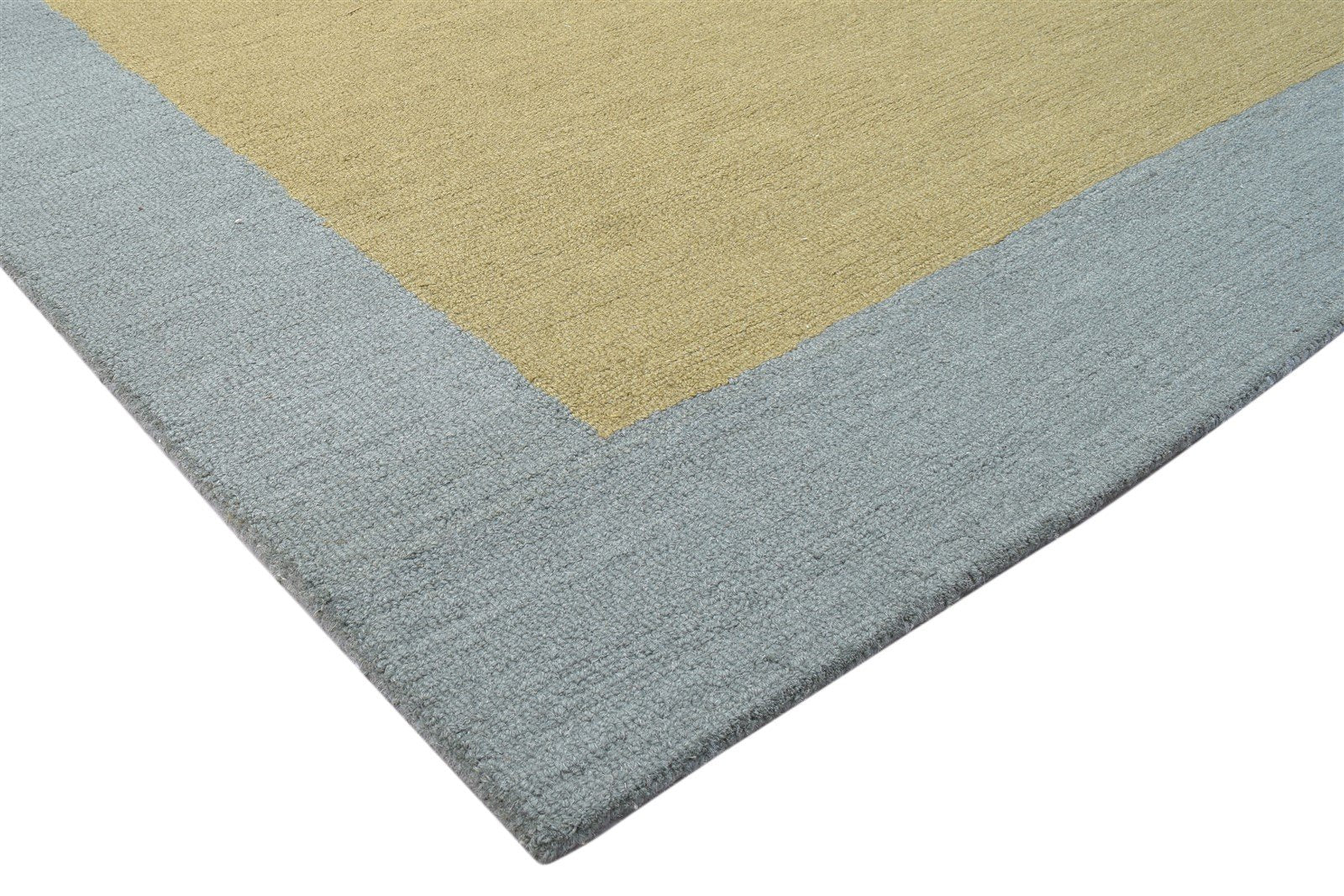 Hand Tufted Green Wool Rug 5' X 8' Modern Scandinavian Bordered Room Size Carpet 7864095768725