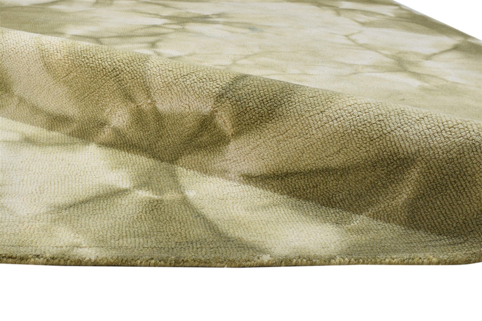 Hand Tufted Green Wool Rug 5' X 8' Modern Shibori Tie Dye Room Size Carpet 7864292016277