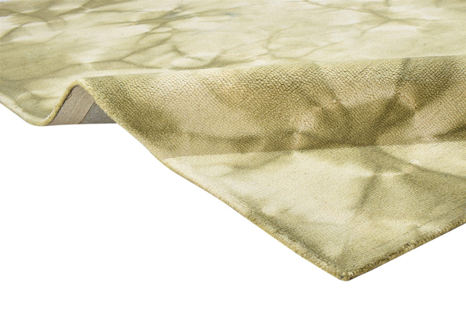 Hand Tufted Green Wool Rug 5' X 8' Modern Shibori Tie Dye Room Size Carpet 7864292016277