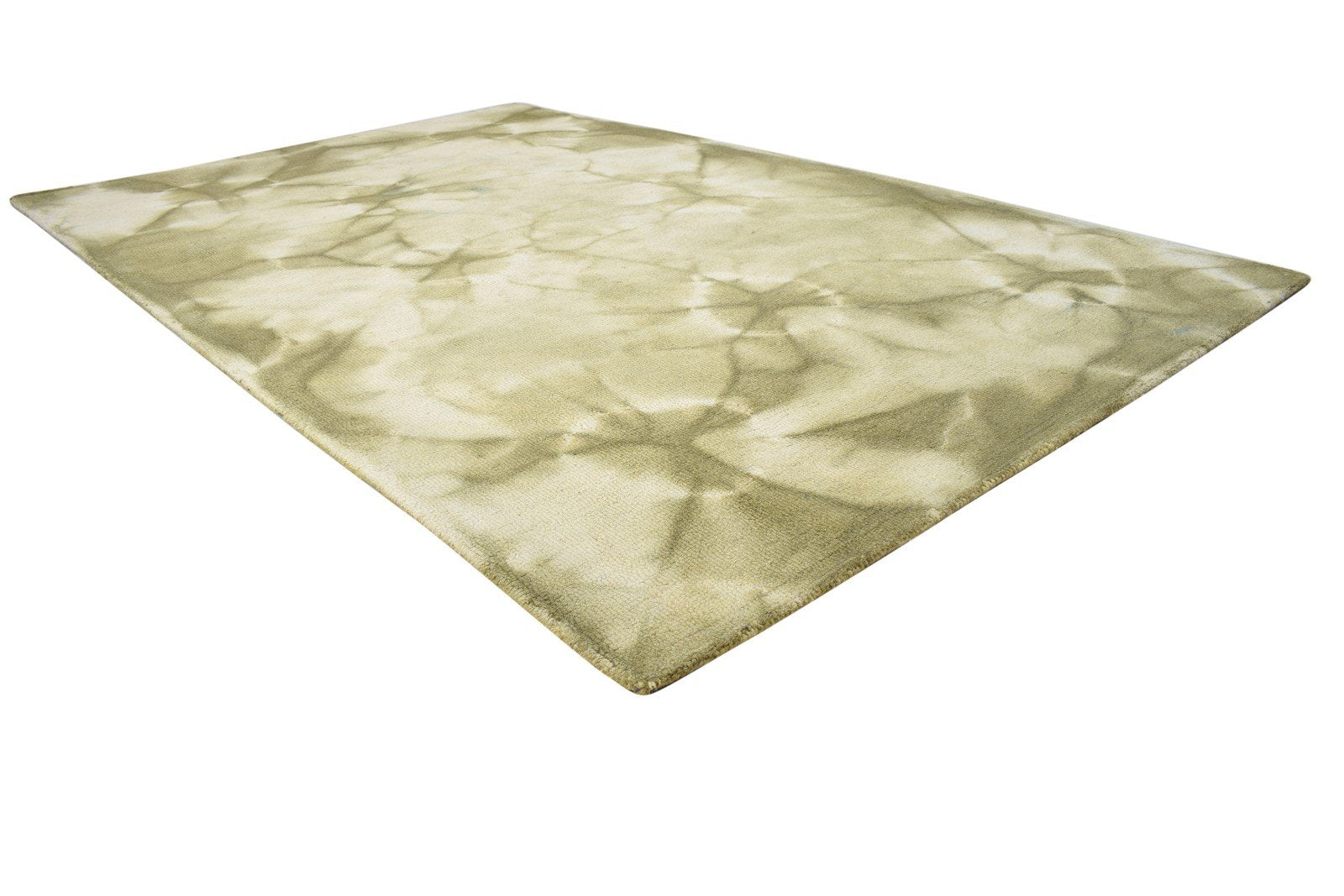 Hand Tufted Green Wool Rug 5' X 8' Modern Shibori Tie Dye Room Size Carpet 7864292016277