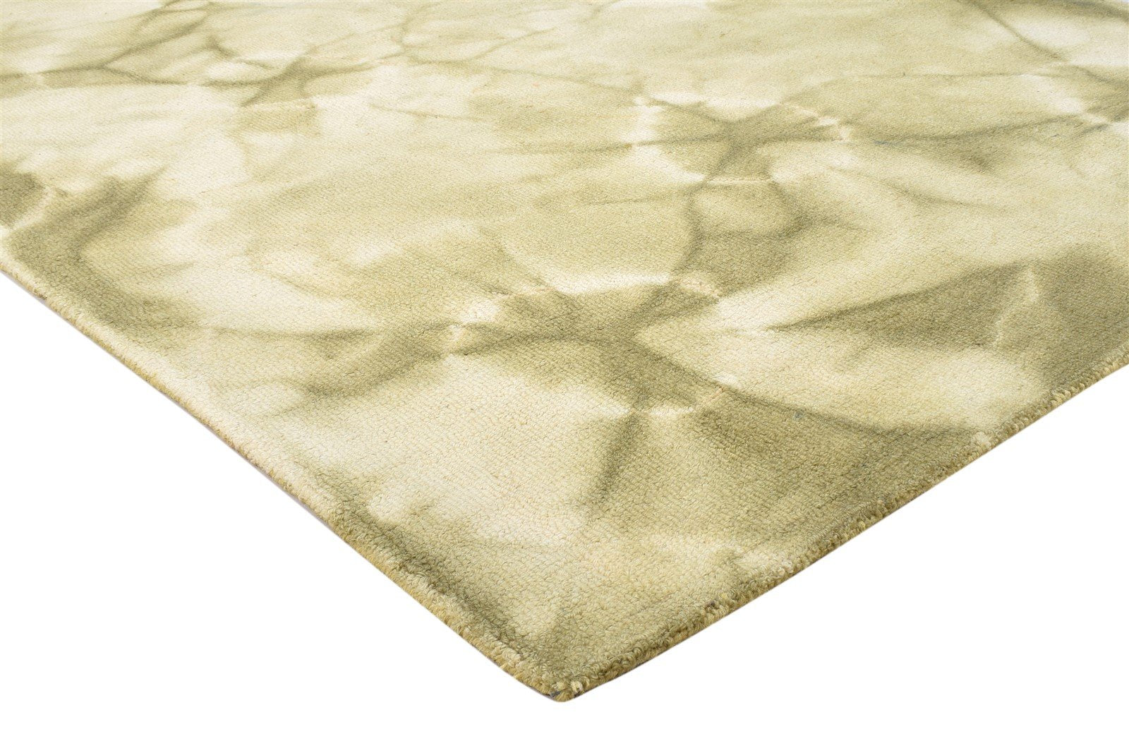 Hand Tufted Green Wool Rug 5' X 8' Modern Shibori Tie Dye Room Size Carpet 7864292016277