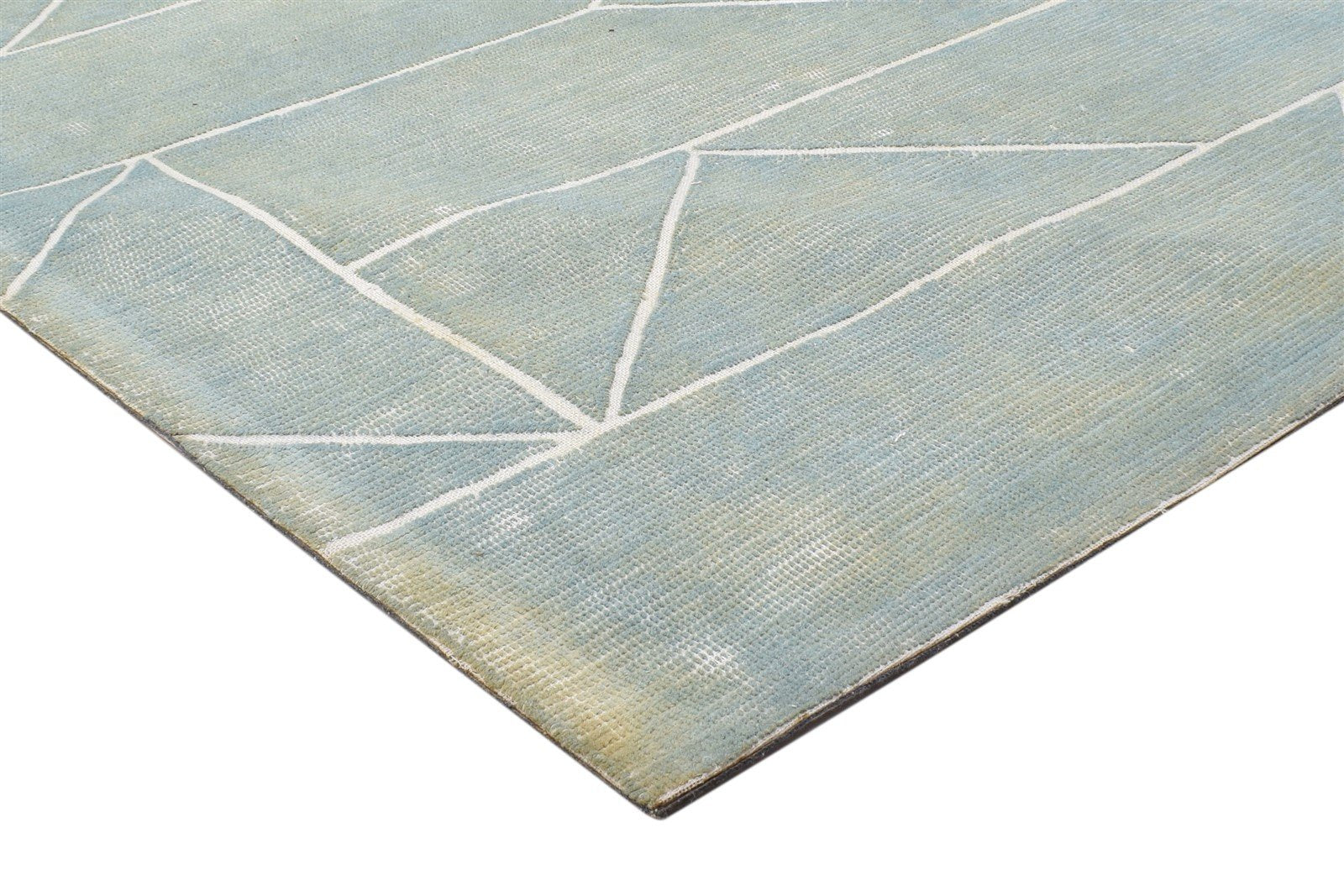 Hand Tufted Green Wool Rug 5X7 Modern Scandinavian Geometric Room Size Carpet 7864329568405