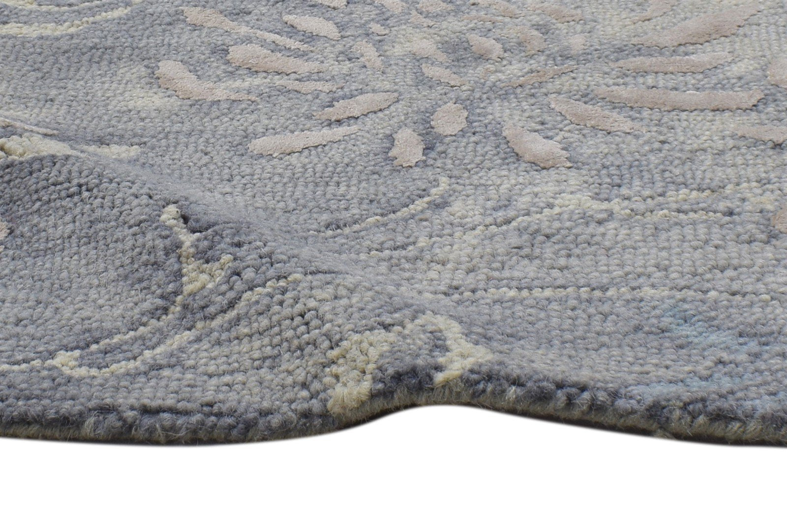Hand Tufted Grey Wool Rug 2' X 2' Modern French Floral Small Carpet 7864124637333