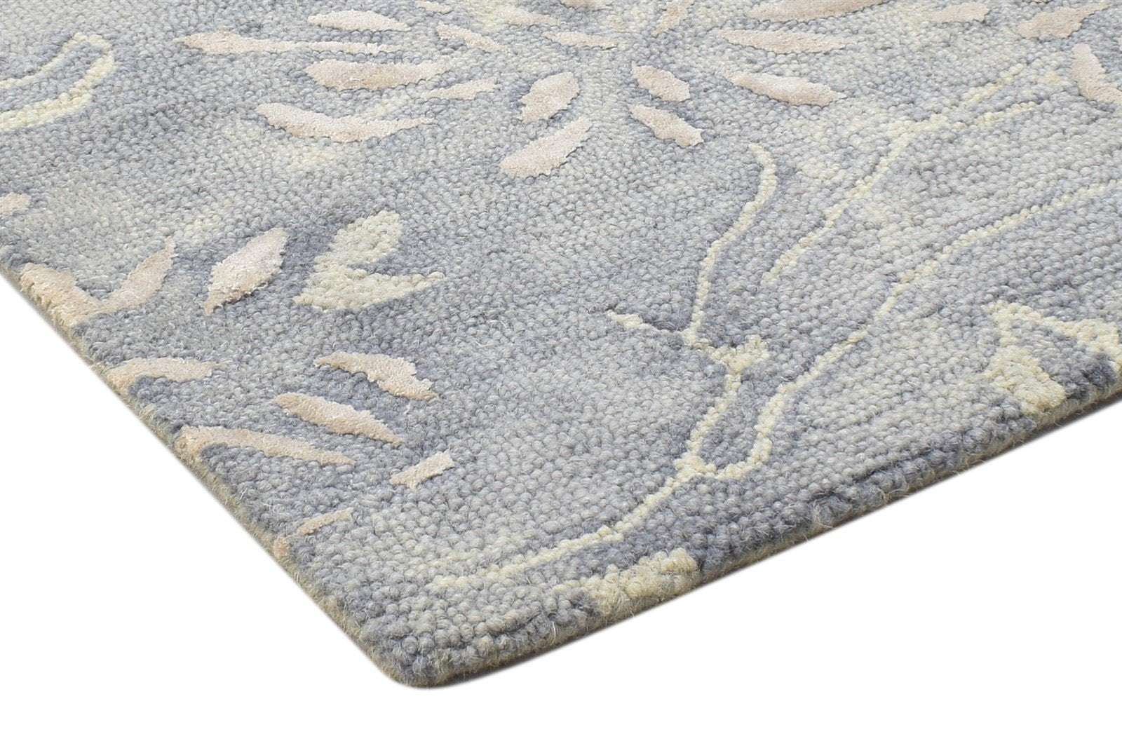 Hand Tufted Grey Wool Rug 2' X 2' Modern French Floral Small Carpet 7864124637333