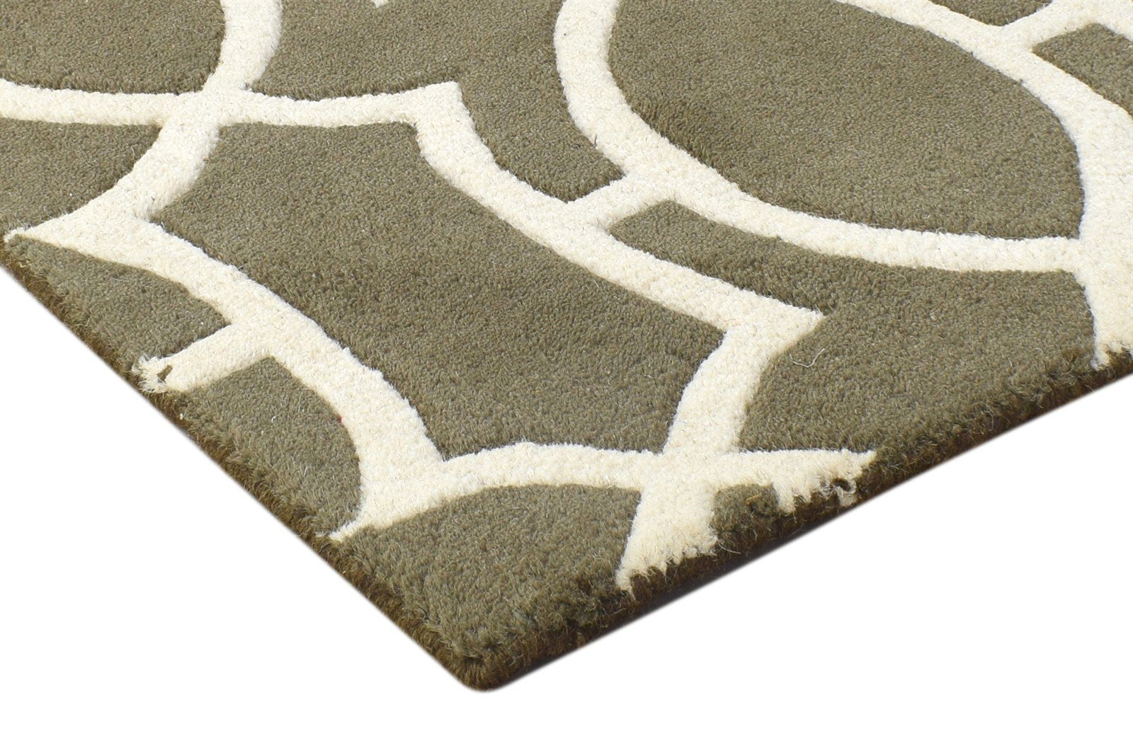 Hand Tufted Grey Wool Rug 2' X 2' Modern Moroccan Floral Small Carpet 7864128110741