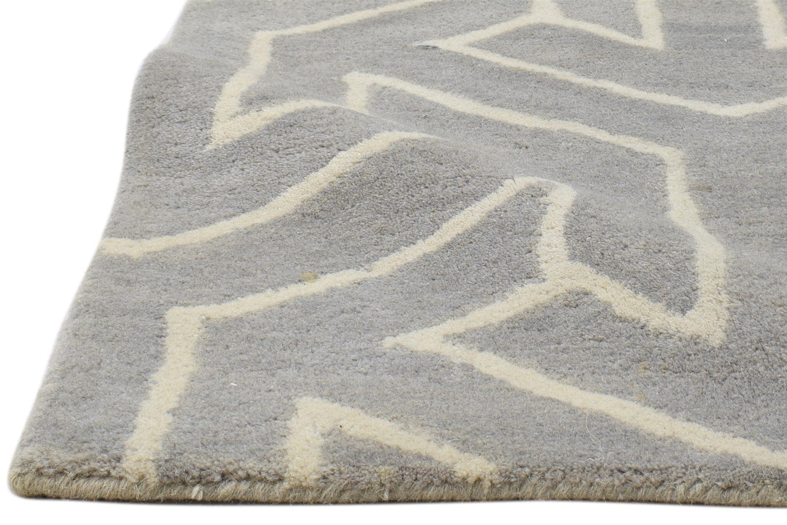 Hand Tufted Grey Wool Rug 2' X 3' Modern Scandinavian Arrows Small Carpet 7860695924885