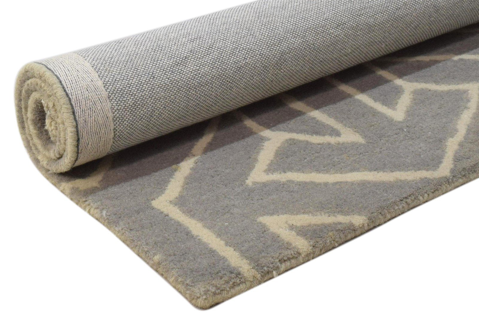Hand Tufted Grey Wool Rug 2' X 3' Modern Scandinavian Arrows Small Carpet 7860695924885