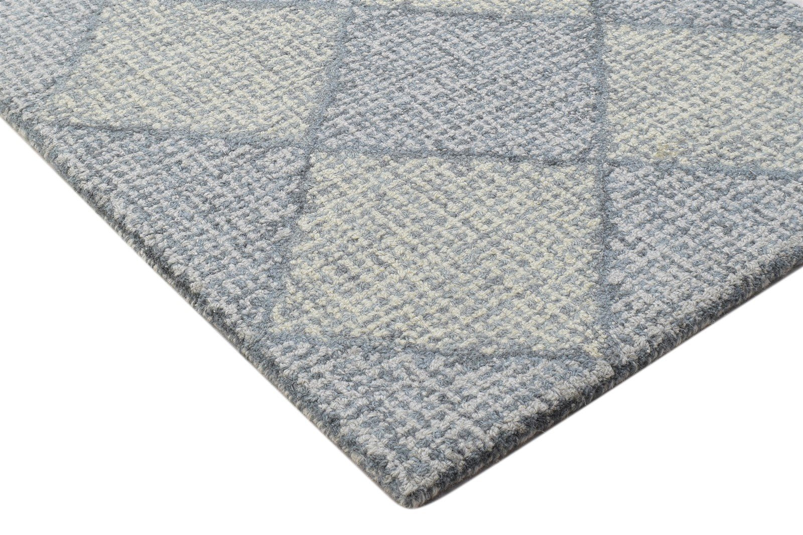 Hand Tufted Grey Wool Rug 2' X 3' Modern Scandinavian Diamond Small Carpet 7864136138901