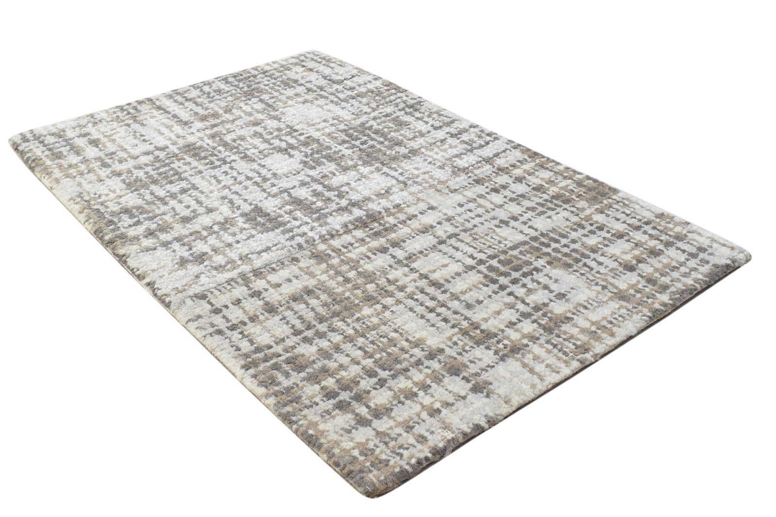 Hand Tufted Grey Wool Rug 2' X 3' Modern Scandinavian Geometric Small Carpet 7864141676693