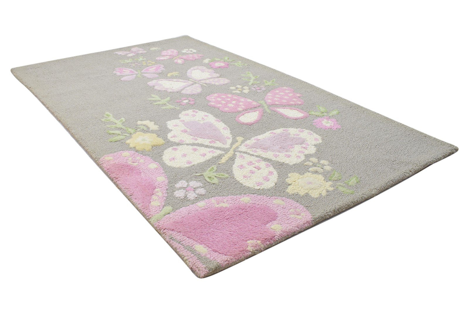 Hand Tufted Grey Wool Rug 3' X 5' Modern French Floral Small Carpet 7864143020181