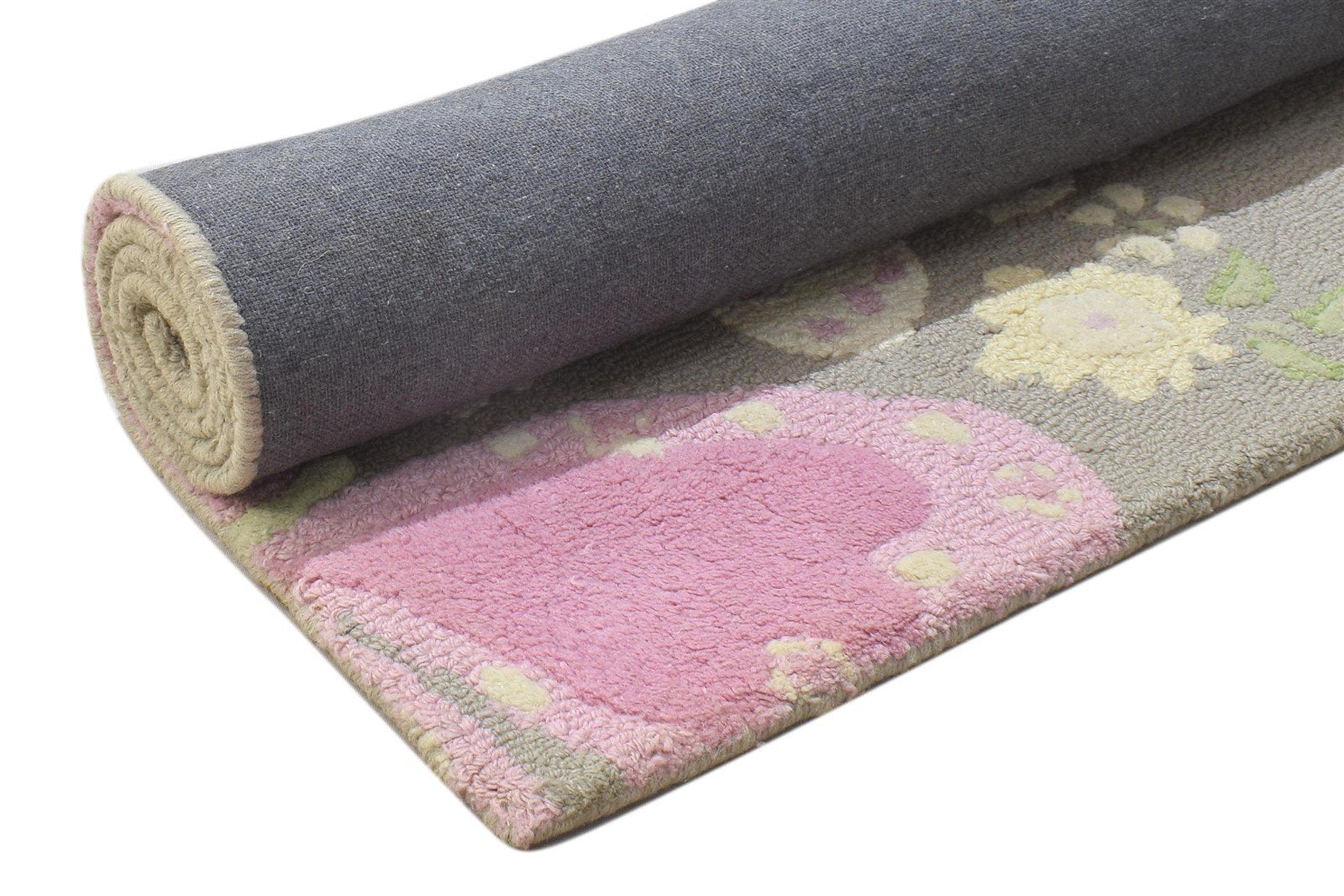 Hand Tufted Grey Wool Rug 3' X 5' Modern French Floral Small Carpet 7864143020181
