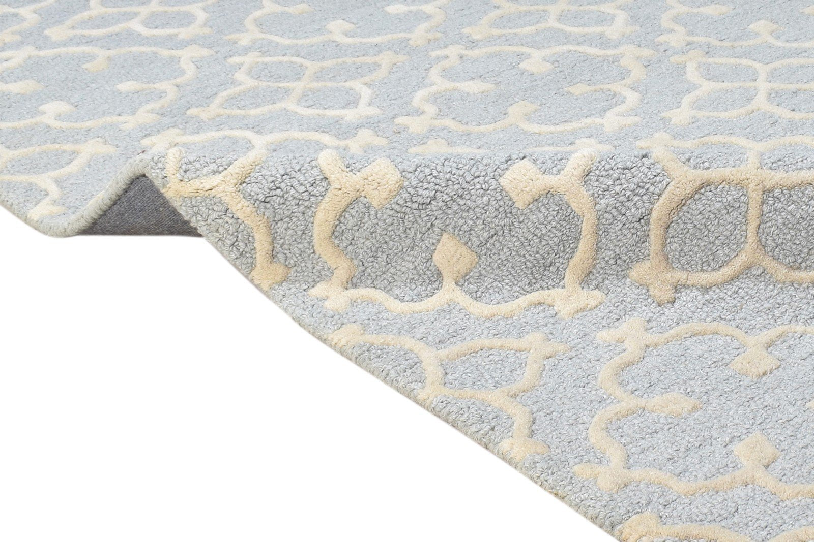 Hand Tufted Grey Wool Rug 3' X 5' Modern Moroccan Trellis Small Carpet 7865079758997