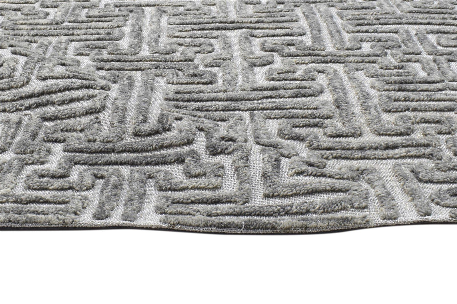 Hand Tufted Grey Wool Rug 3' X 5' Modern Scandinavian Geometric Room Size Carpet 7864142889109