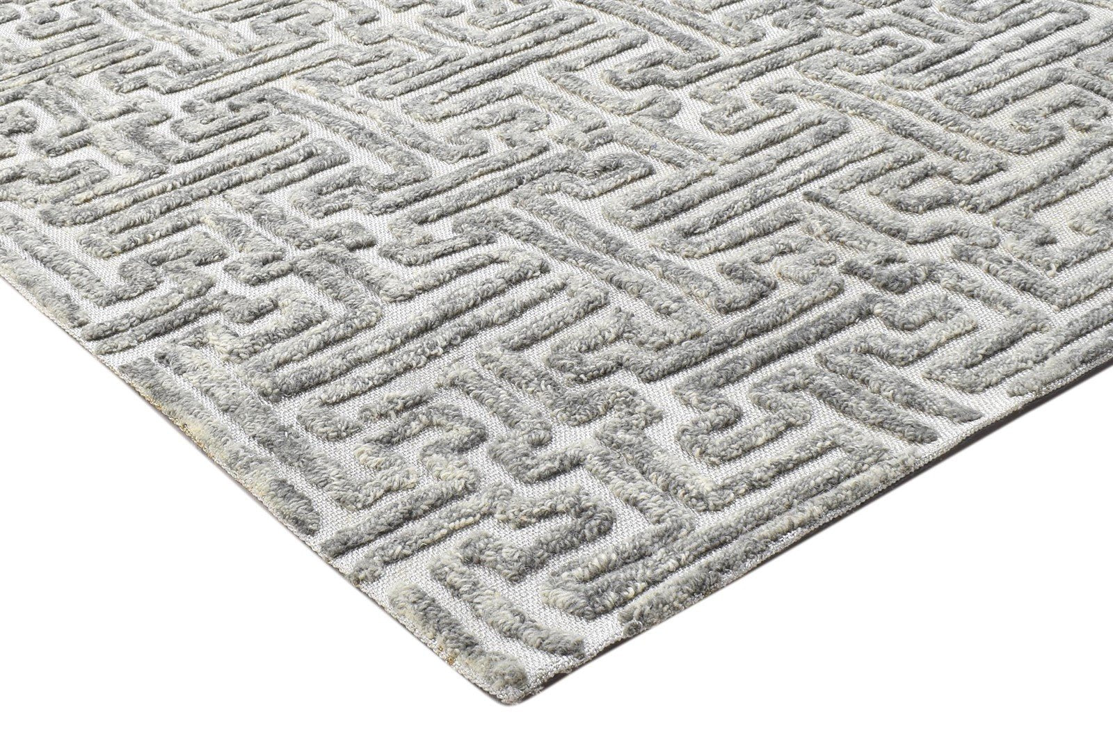 Hand Tufted Grey Wool Rug 3' X 5' Modern Scandinavian Geometric Room Size Carpet 7864142889109