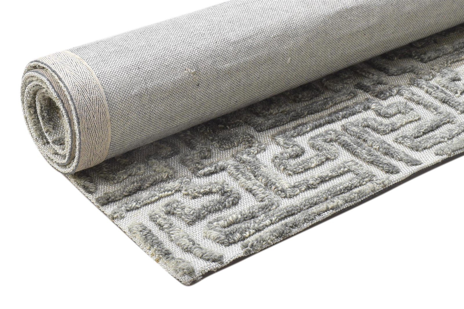 Hand Tufted Grey Wool Rug 3' X 5' Modern Scandinavian Geometric Room Size Carpet 7864142889109