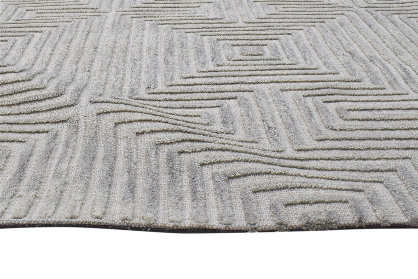 Hand Tufted Grey Wool Rug 4' X 5' Modern Scandinavian Geometric Room Size Carpet 7864143446165
