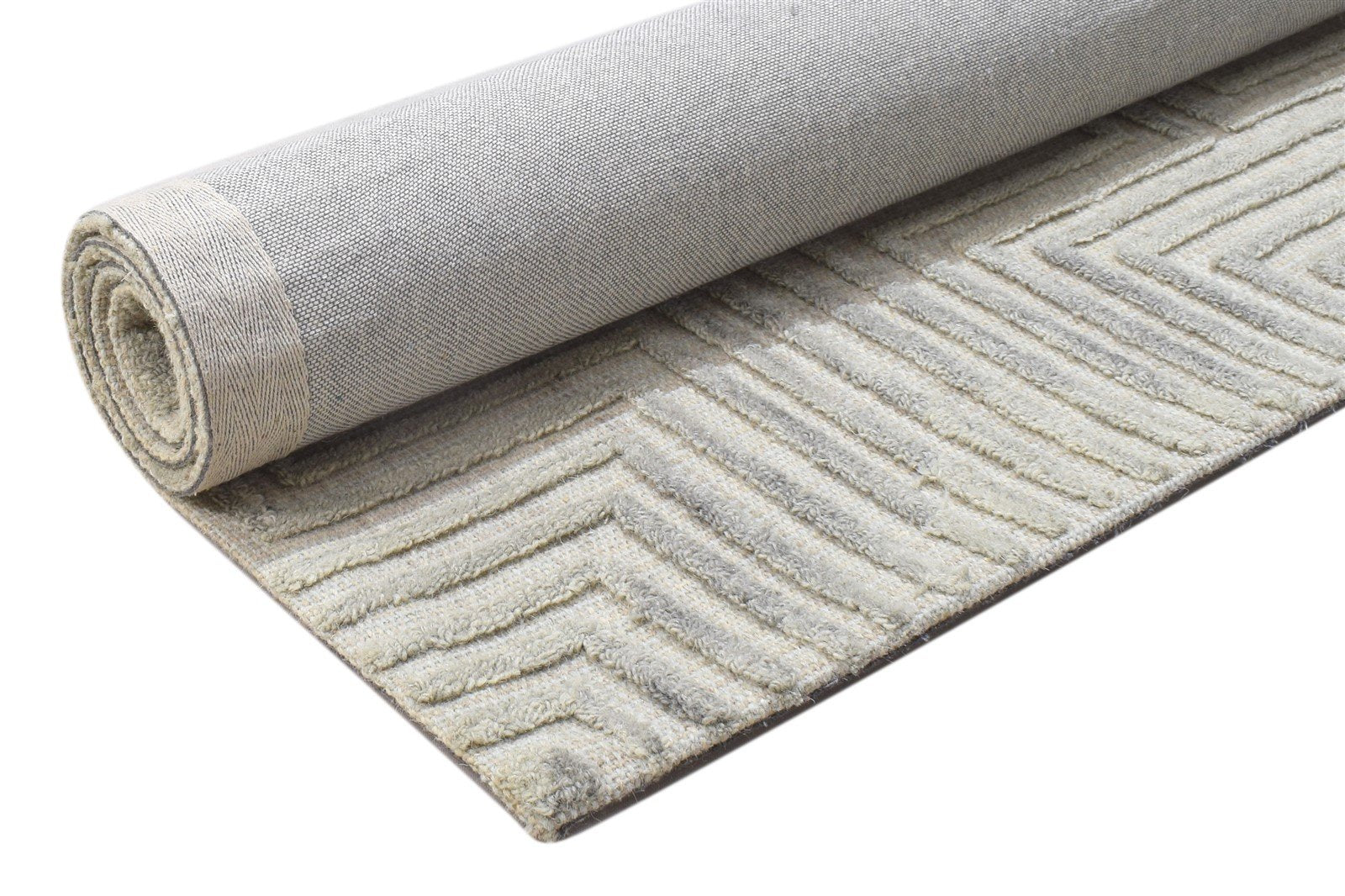 Hand Tufted Grey Wool Rug 4' X 5' Modern Scandinavian Geometric Room Size Carpet 7864143446165