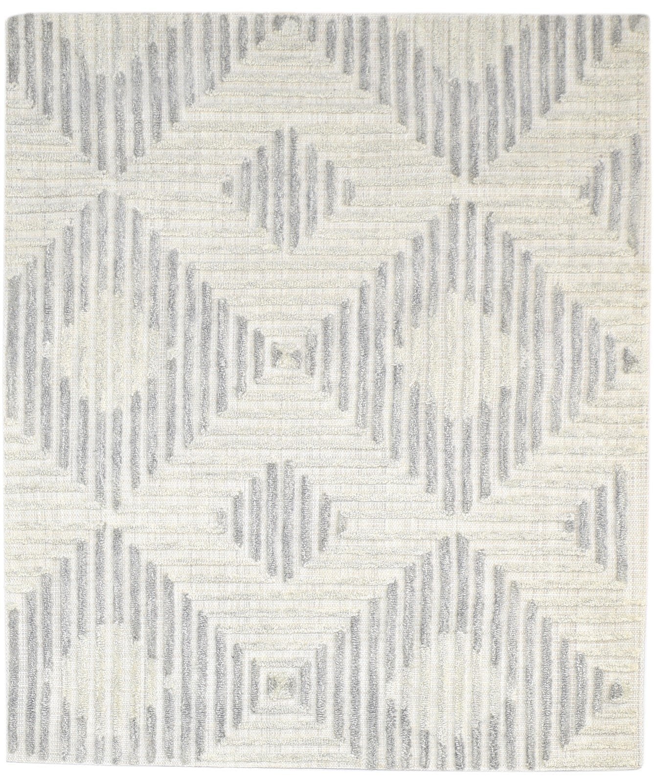 Hand Tufted Grey Wool Rug 4' X 5' Modern Scandinavian Trellis Room Size Carpet 7864146067605