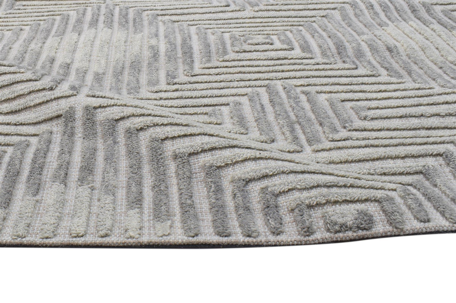 Hand Tufted Grey Wool Rug 4' X 5' Modern Scandinavian Trellis Room Size Carpet 7864146067605