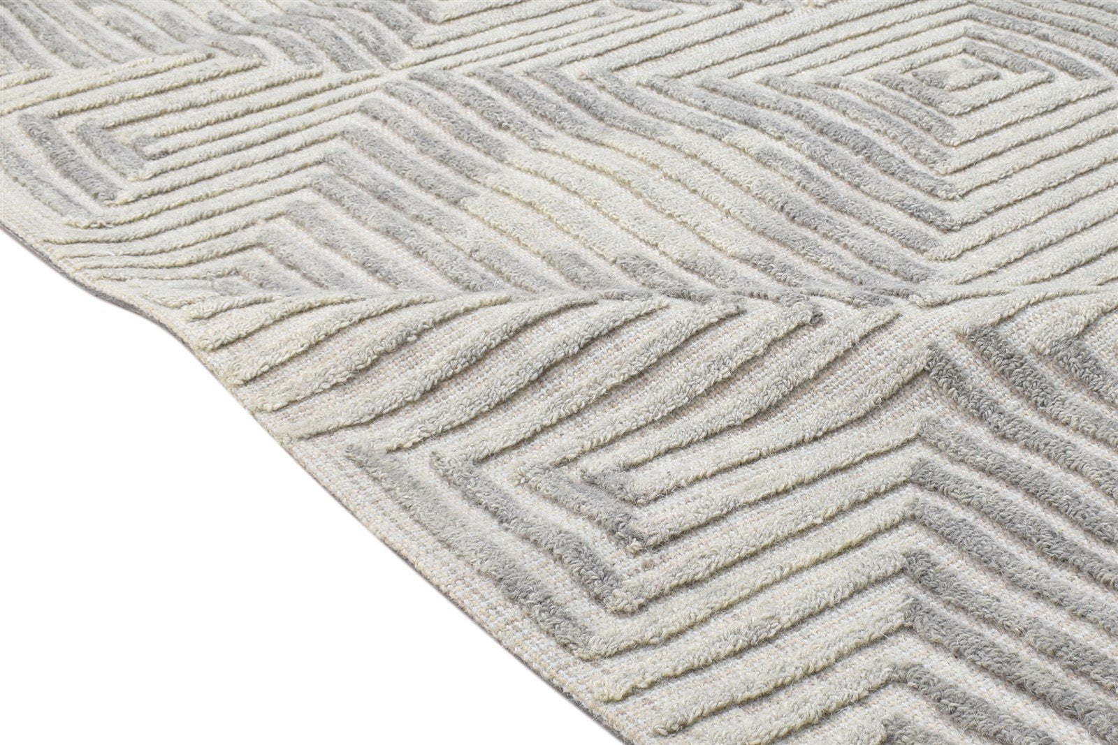 Hand Tufted Grey Wool Rug 4' X 5' Modern Scandinavian Trellis Room Size Carpet 7864146067605