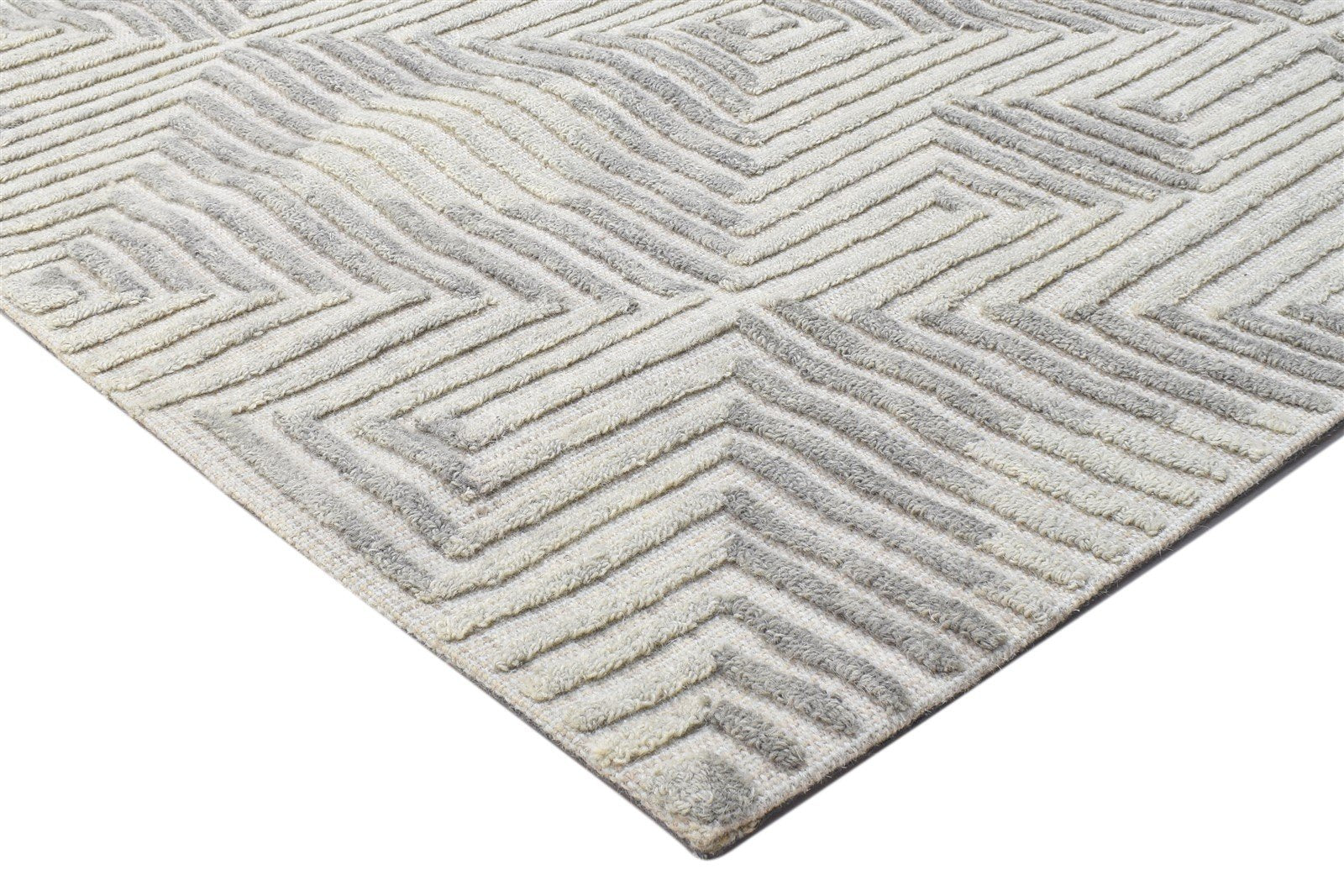 Hand Tufted Grey Wool Rug 4' X 5' Modern Scandinavian Trellis Room Size Carpet 7864146067605
