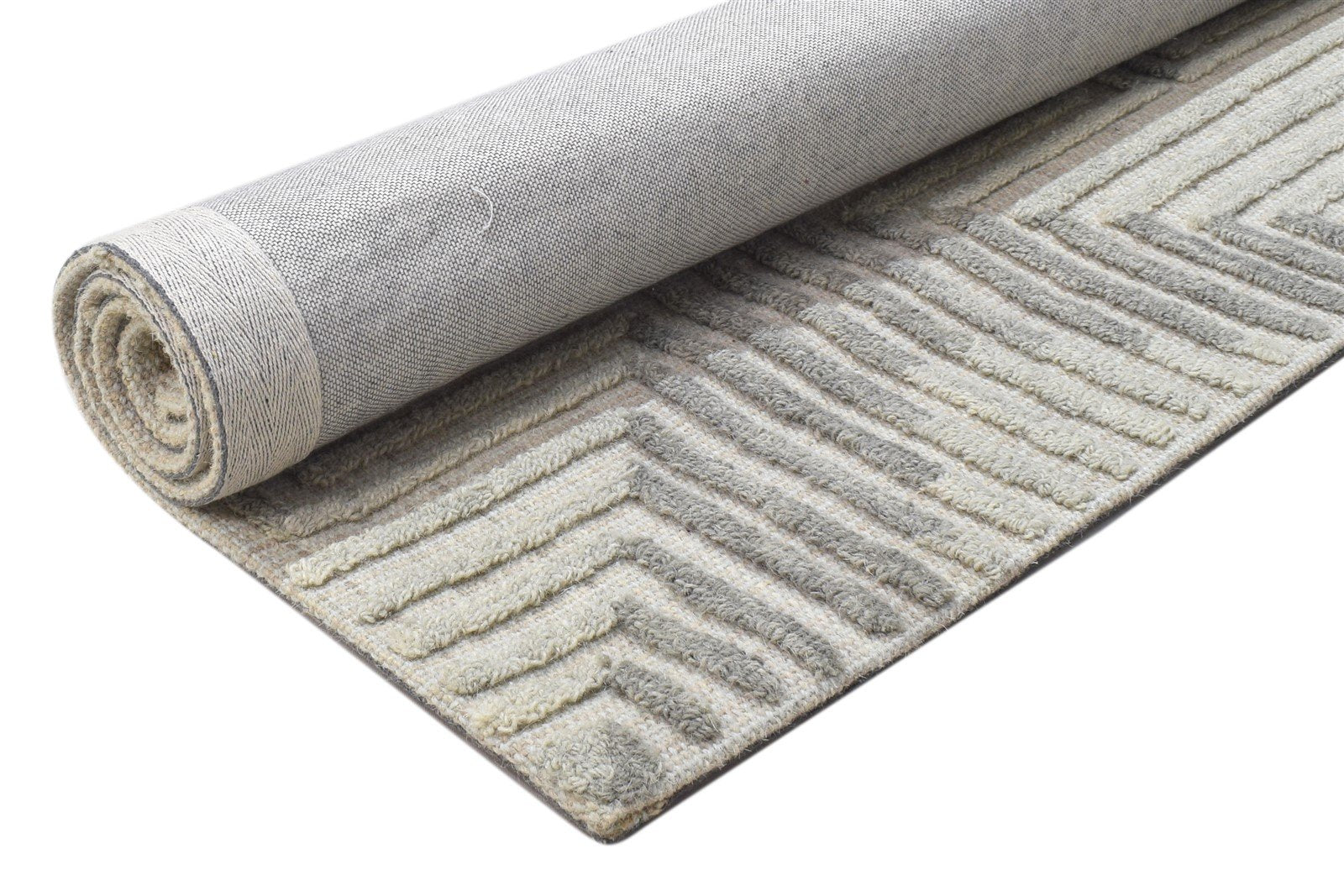 Hand Tufted Grey Wool Rug 4' X 5' Modern Scandinavian Trellis Room Size Carpet 7864146067605