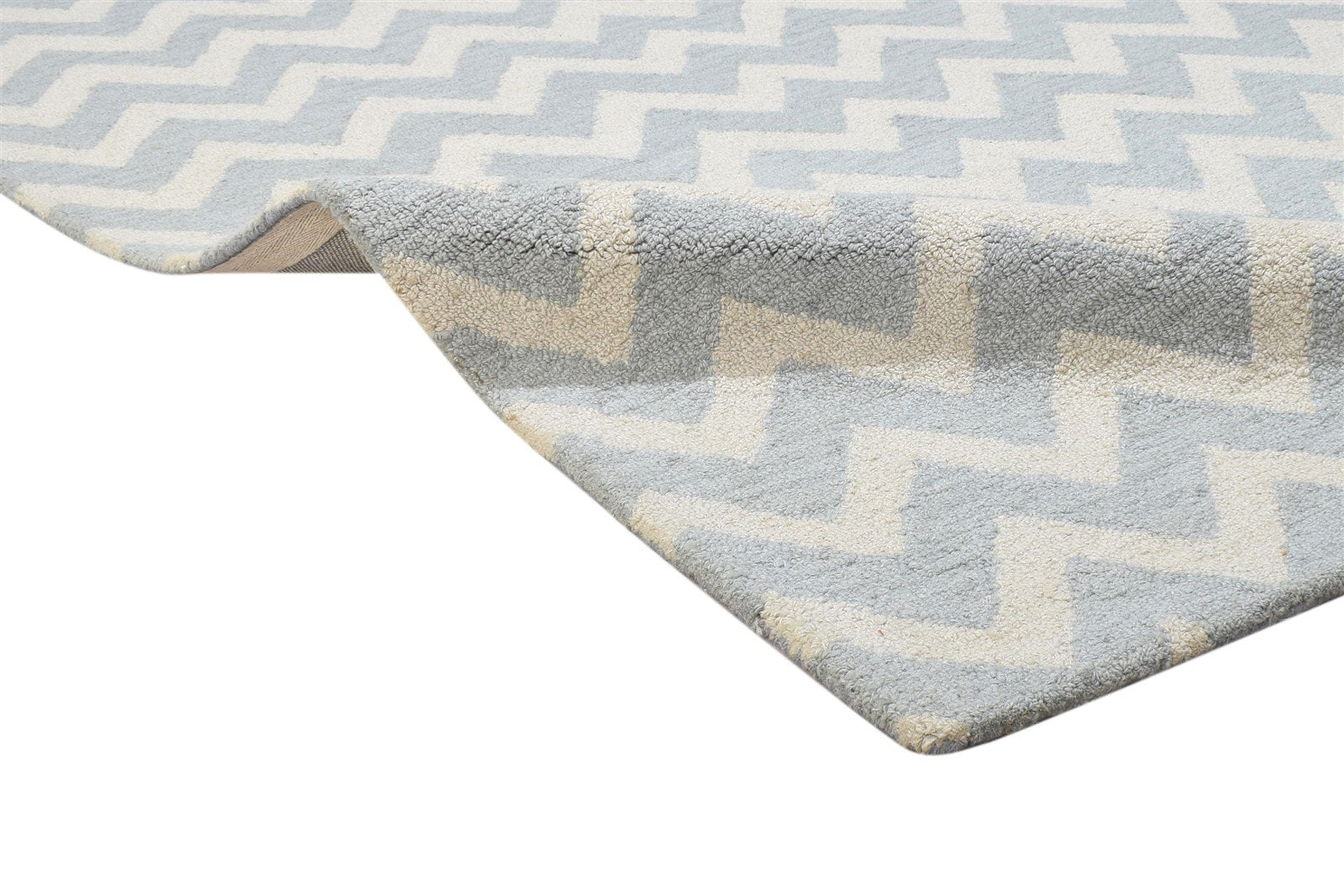 Hand Tufted Grey Wool Rug 4' X 6' Modern Scandinavian Chevron Room Size Carpet 7864308367509