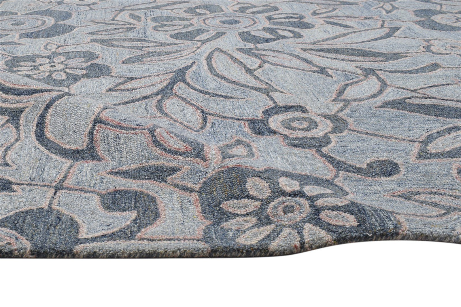 Hand Tufted Grey Wool Rug 5' X 7' Modern French Floral Room Size Carpet 7864149180565