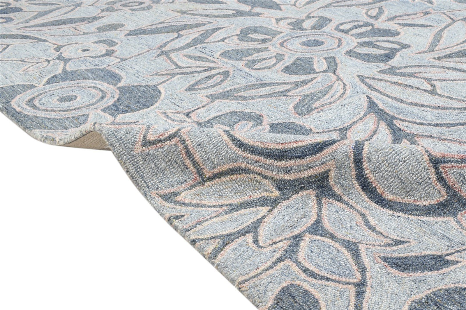 Hand Tufted Grey Wool Rug 5' X 7' Modern French Floral Room Size Carpet 7864149180565