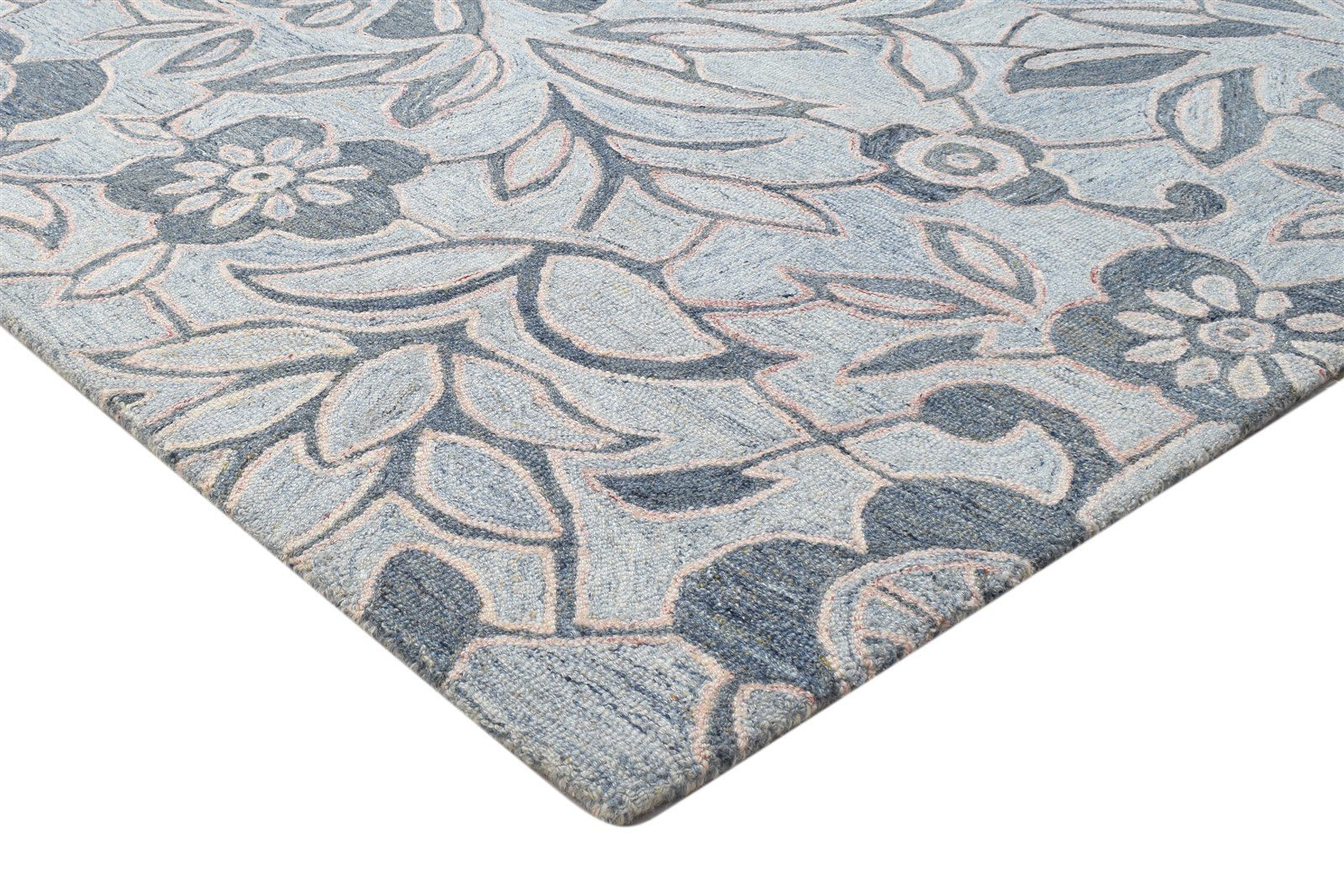 Hand Tufted Grey Wool Rug 5' X 7' Modern French Floral Room Size Carpet 7864149180565