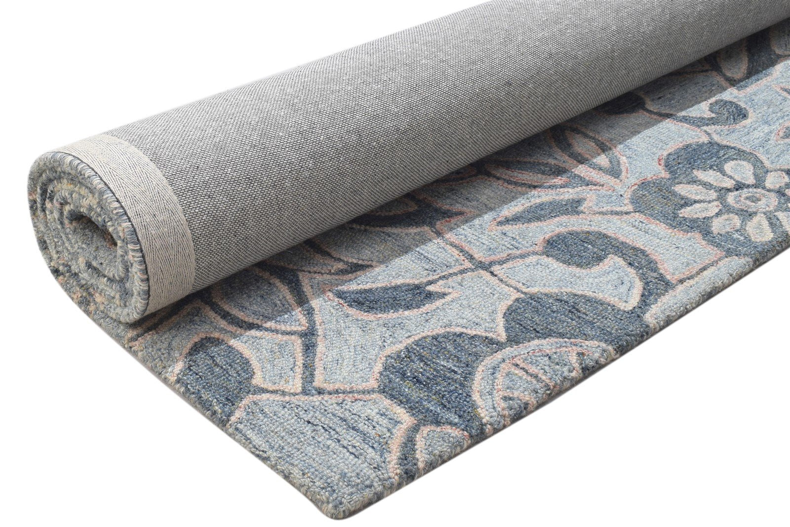 Hand Tufted Grey Wool Rug 5' X 7' Modern French Floral Room Size Carpet 7864149180565