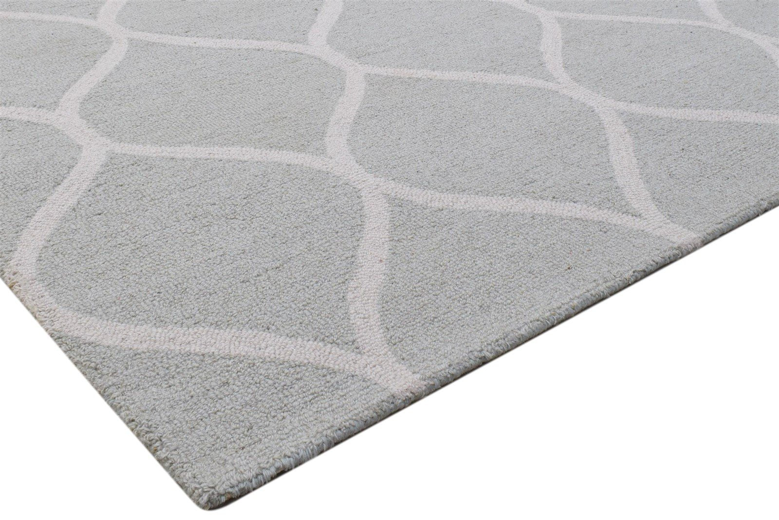 Hand Tufted Grey Wool Rug 5' X 7' Modern Moroccan Trellis Room Size Carpet 7860706017429