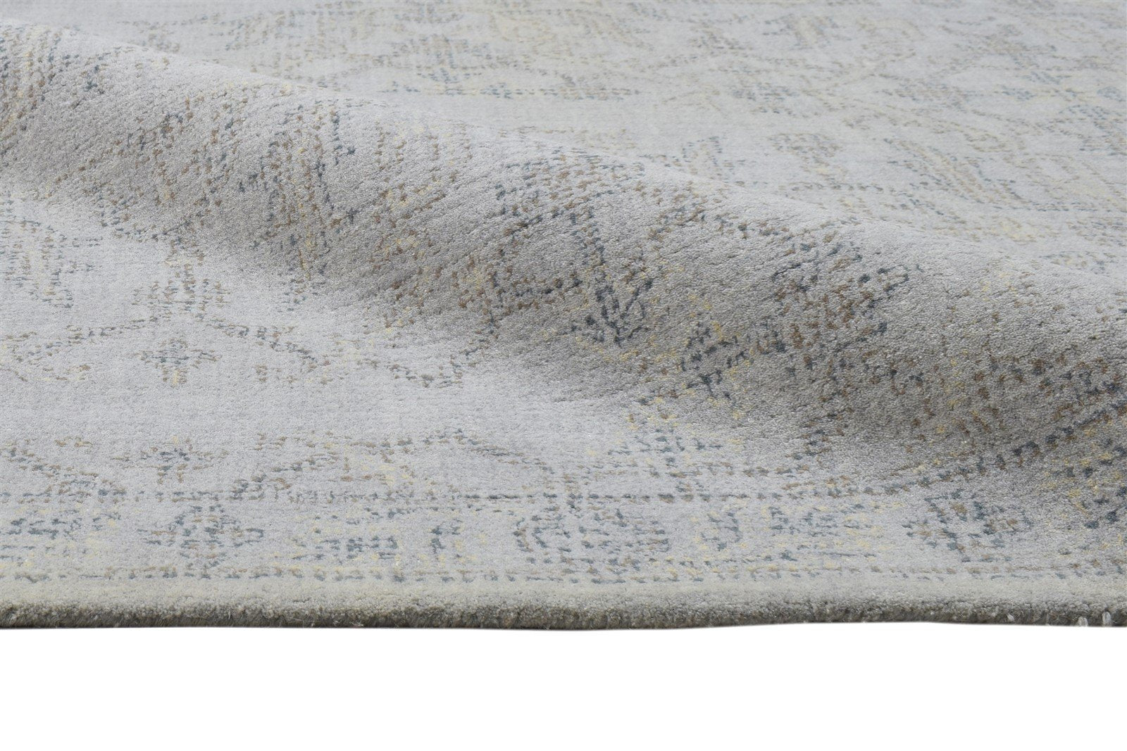 Hand Tufted Grey Wool Rug 5' X 8' Erased Oushak Floral Room Size Carpet 7864095473813