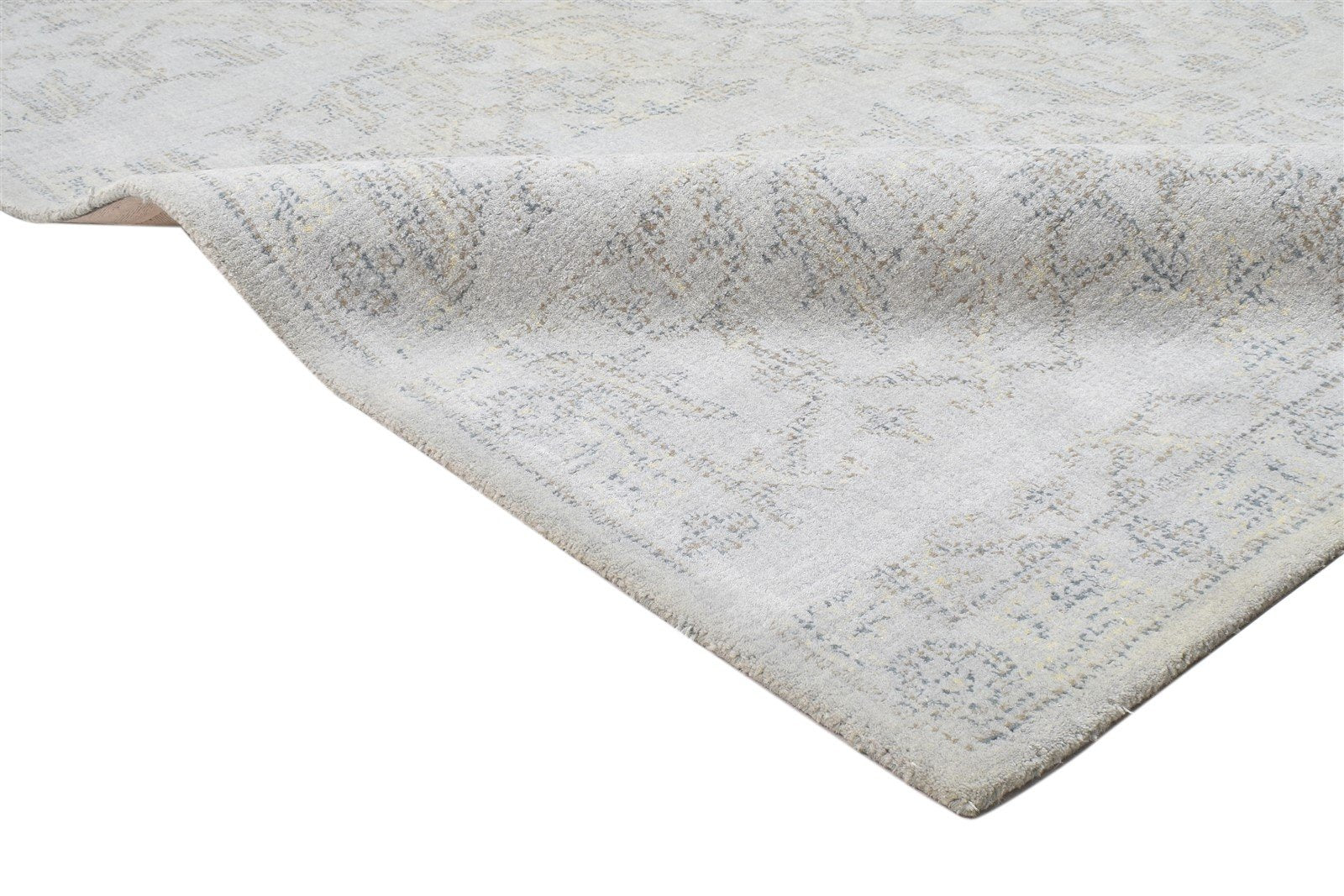 Hand Tufted Grey Wool Rug 5' X 8' Erased Oushak Floral Room Size Carpet 7864095473813