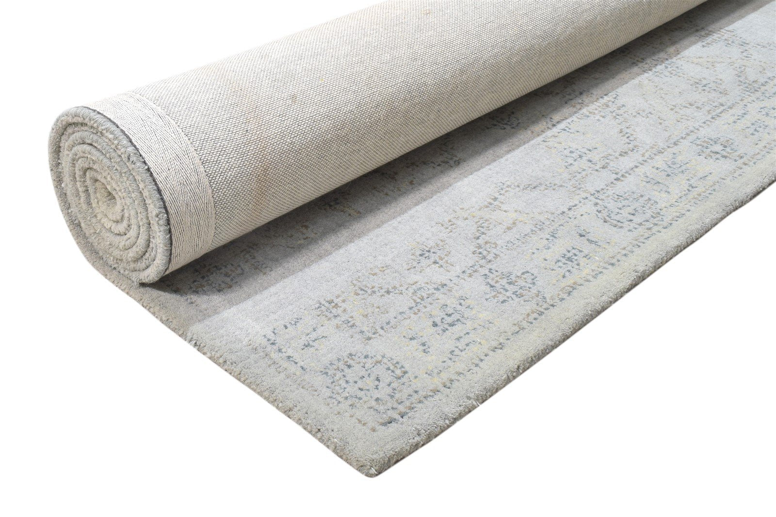 Hand Tufted Grey Wool Rug 5' X 8' Erased Oushak Floral Room Size Carpet 7864095473813