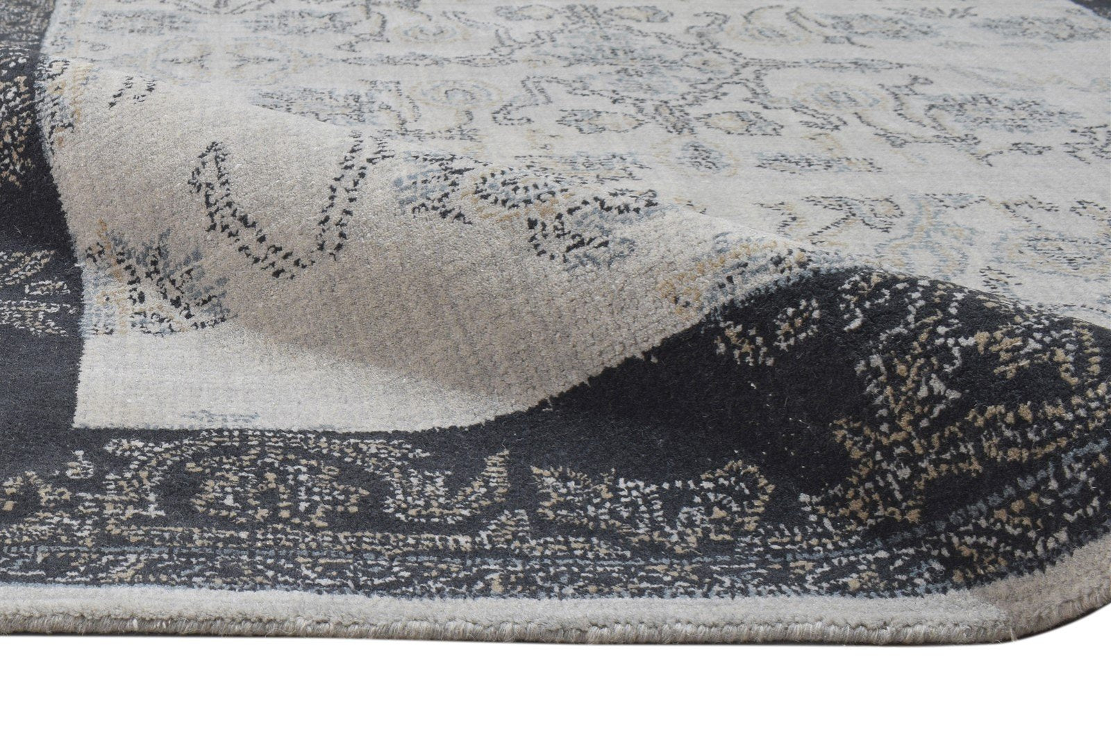 Hand Tufted Grey Wool Rug 5' X 8' Erased Oushak Oriental Room Size Carpet 7864095211669