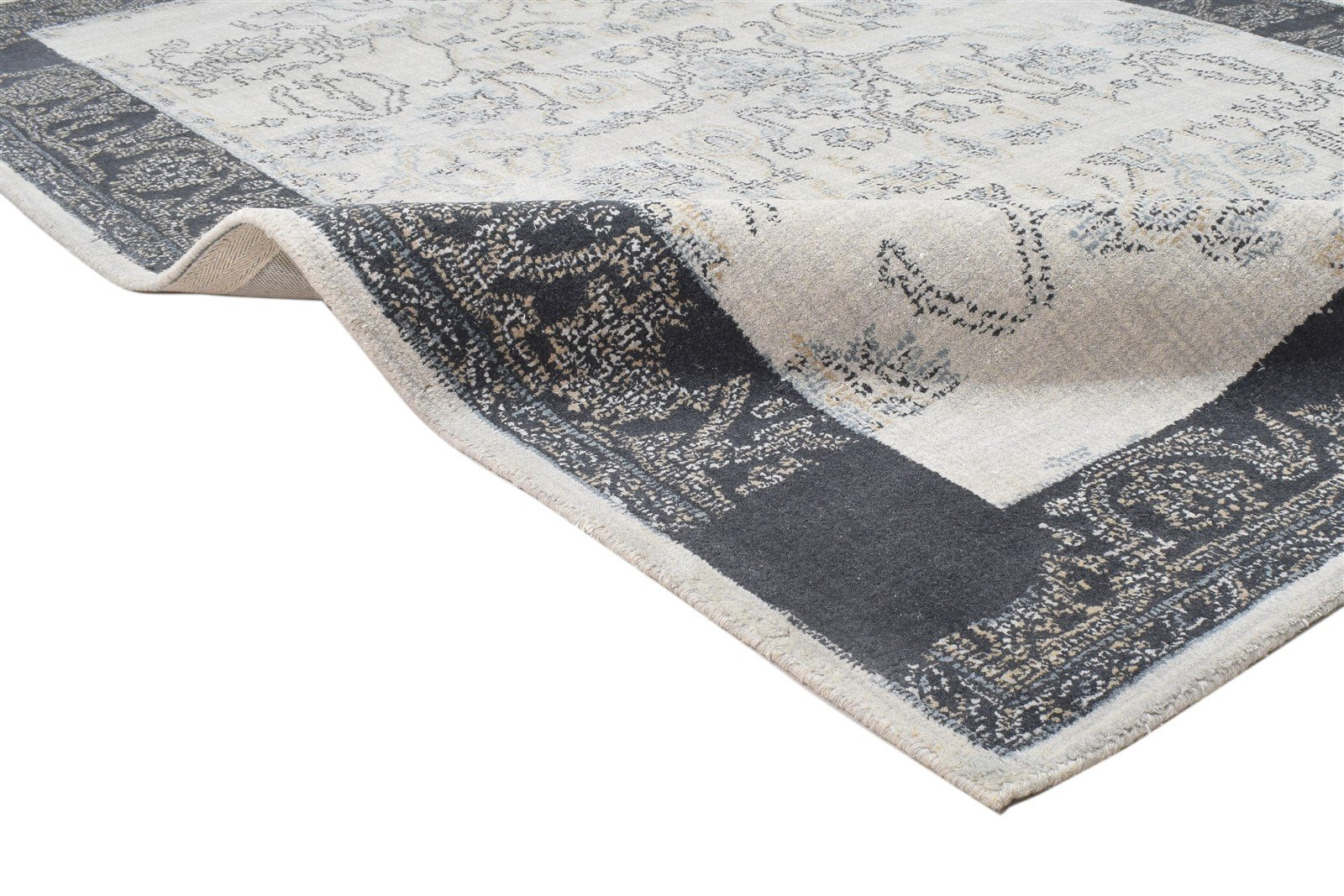 Hand Tufted Grey Wool Rug 5' X 8' Erased Oushak Oriental Room Size Carpet 7864095211669