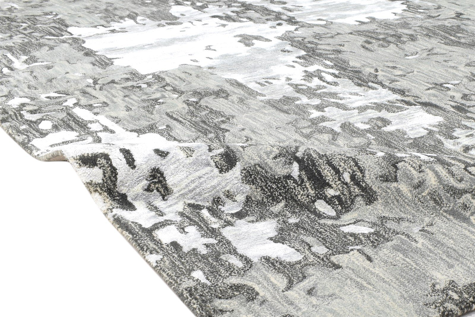 Hand Tufted Grey Wool Rug 5' X 8' Modern Scandinavian Abstract Room Size Carpet 7864108548245